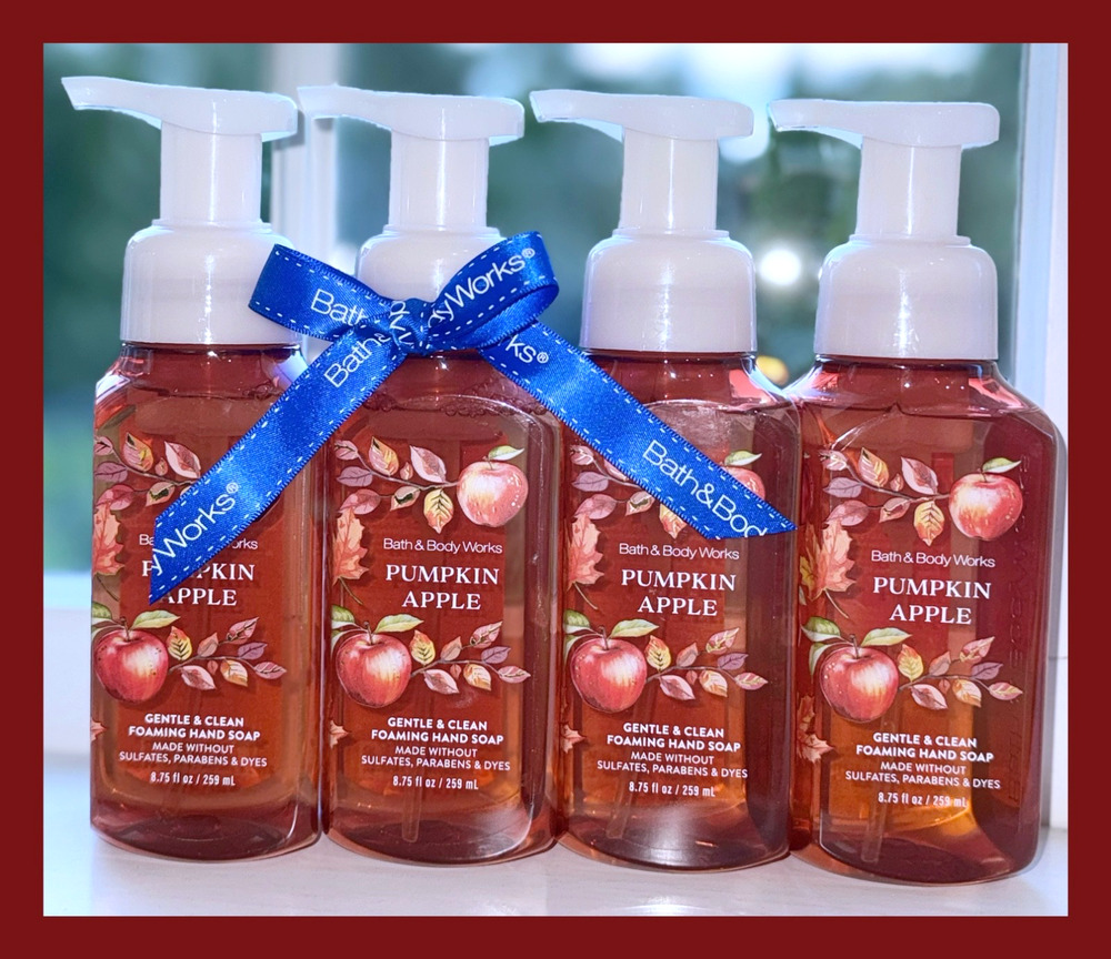 Bath & Body Works 8.75 oz Pumpkin Apple Gentle Clean Foaming Hand Soap x4